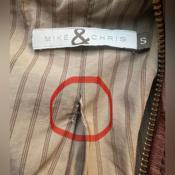 Mike & Chris leather jacket size S
Pit to pit: 16 1/2
Length: 25” - Picture 6 of 6